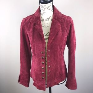 Red leather jacket- live a little is the brand